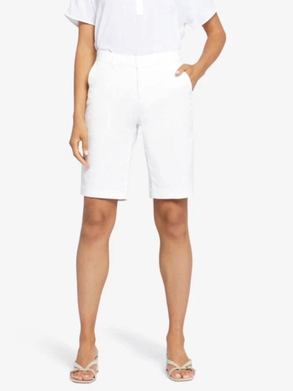 NYDJ Womens Shorts Size 20W White Stretch Twill Bermuda Four Pocket Style New
